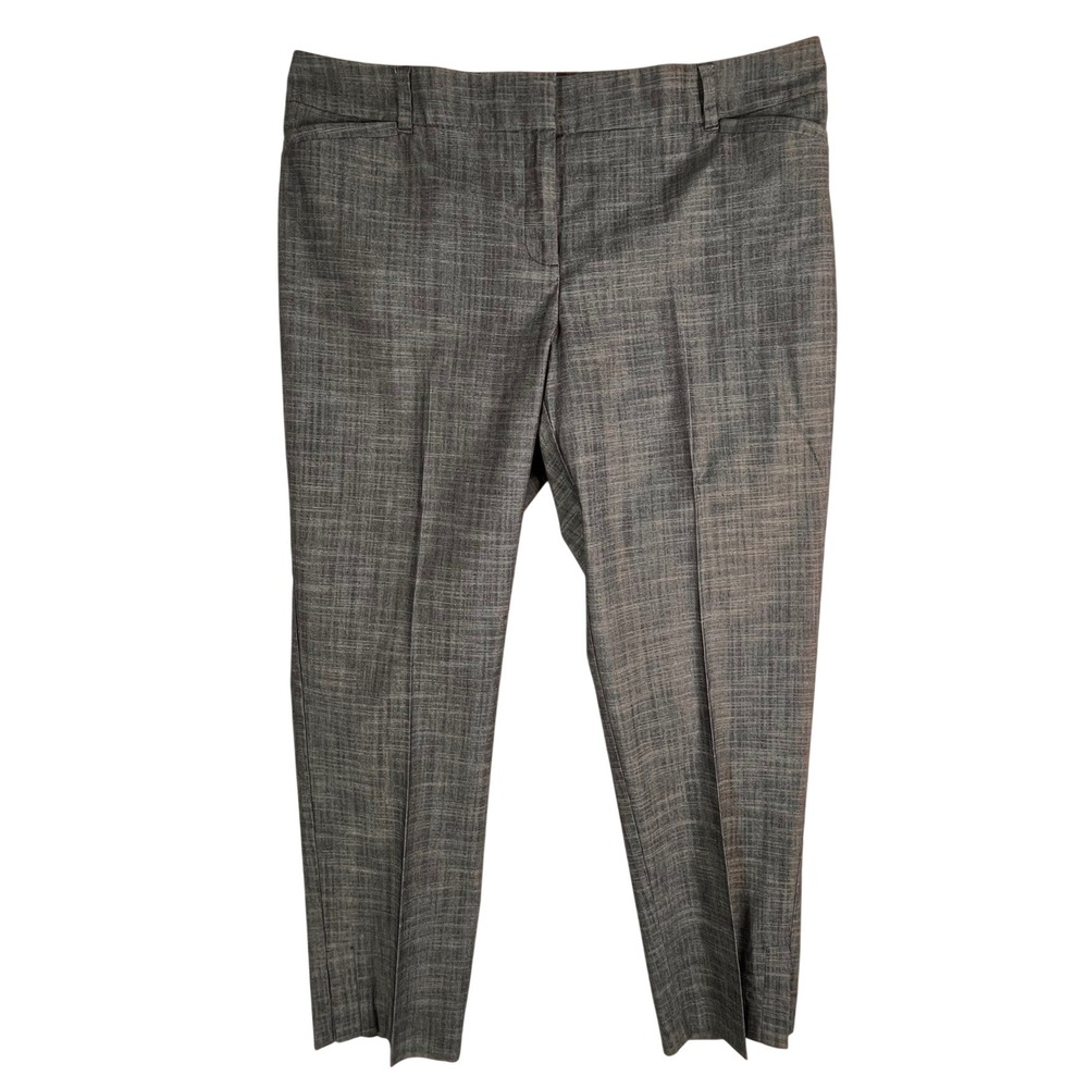 Van Heusen Women Blue Textured Cropped Suit Pants Straight Leg Trousers Size 12